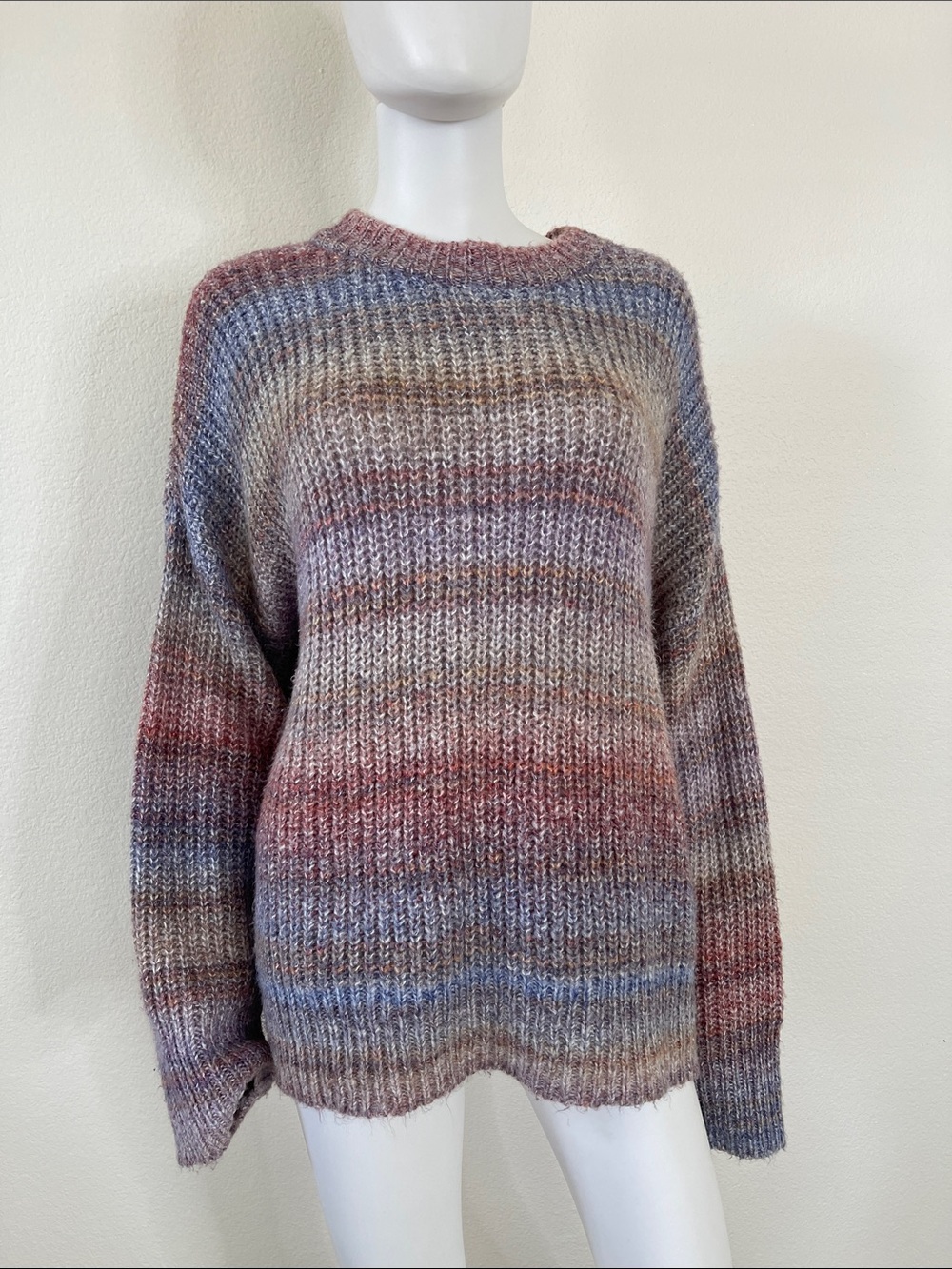 Rachel Zoe Striped Crewneck Sweater in Mauve, Blue, Tan